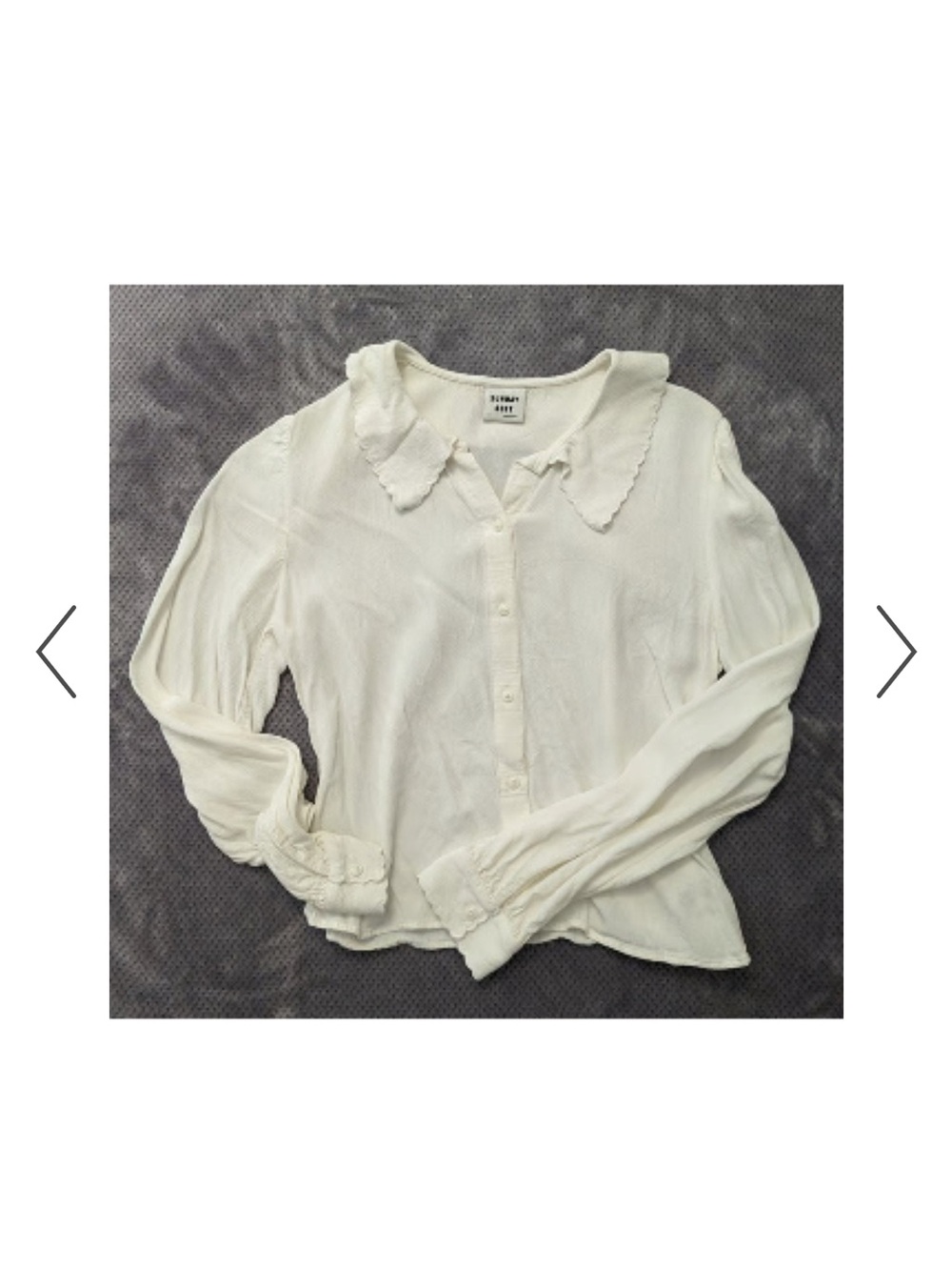 Aritzia Sunday Best White Ruffled Collar Button-Up Blouse